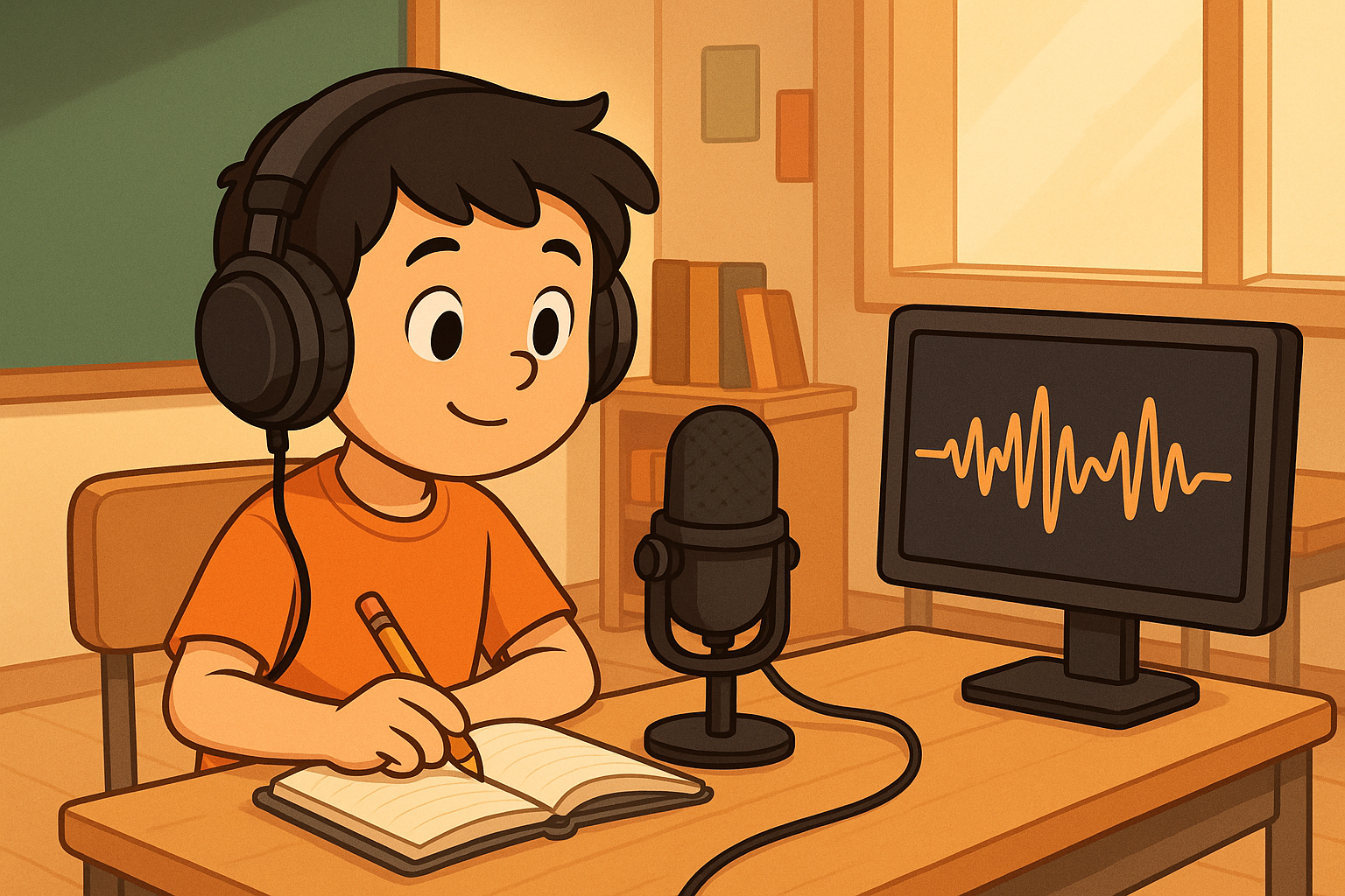 Podcast cartoon visual